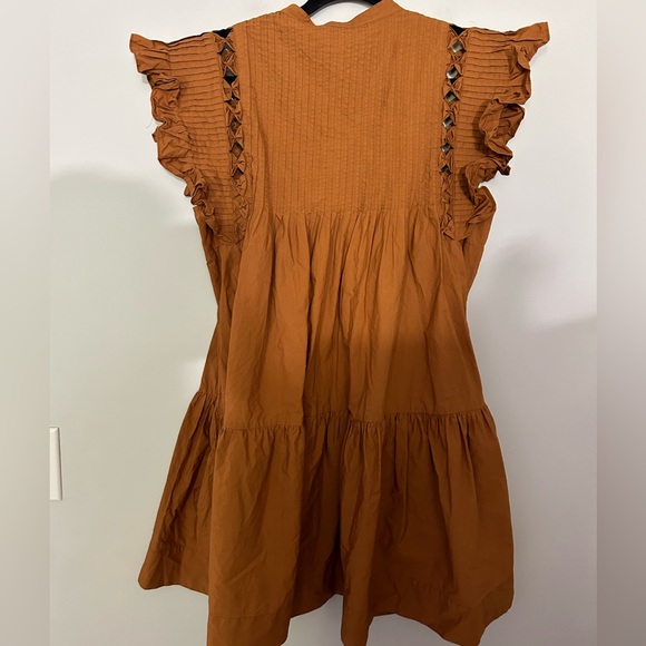 Sea New York Phoebe Ruffled Sleeve Poplin Mini Dress in Rust - Picture 4 of 8